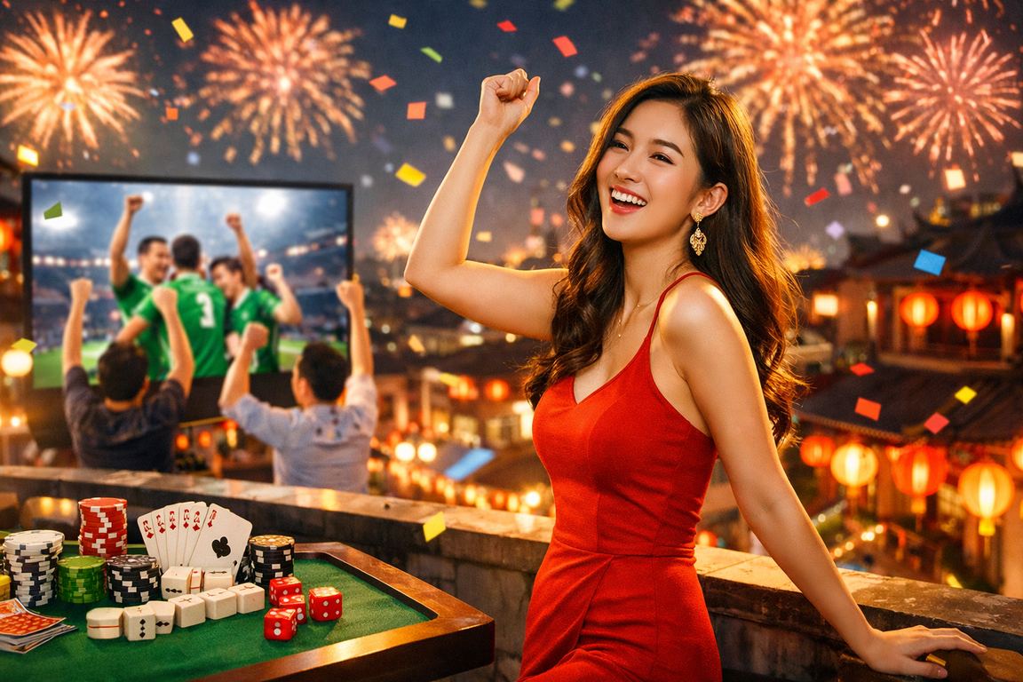 Không khí chơi bài sôi động tại Hà Nội với đèn lồng truyền thống trong đêm giải trí