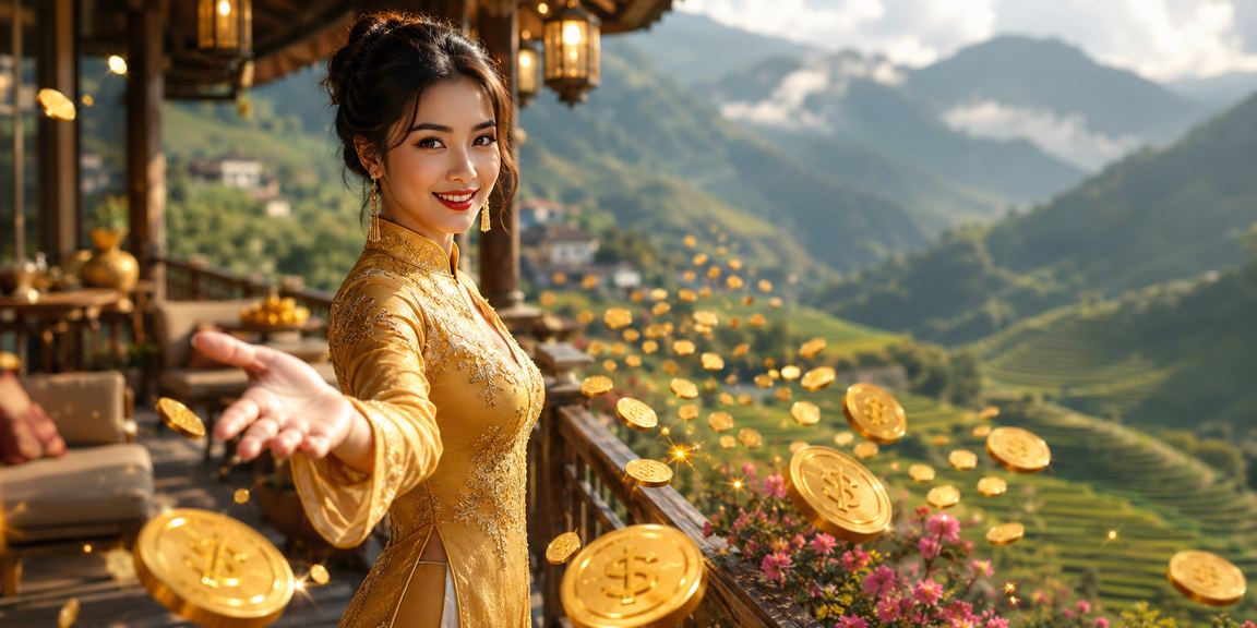 Người phụ nữ Sa Pa mặc áo dài đăng ký tài khoản nhận bonus trên điện thoại